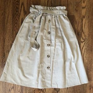Paperbag Waist Midi Skirt